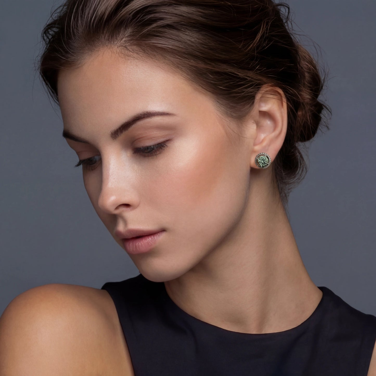 Emerald Spark Halo Studs - ratnalijewels