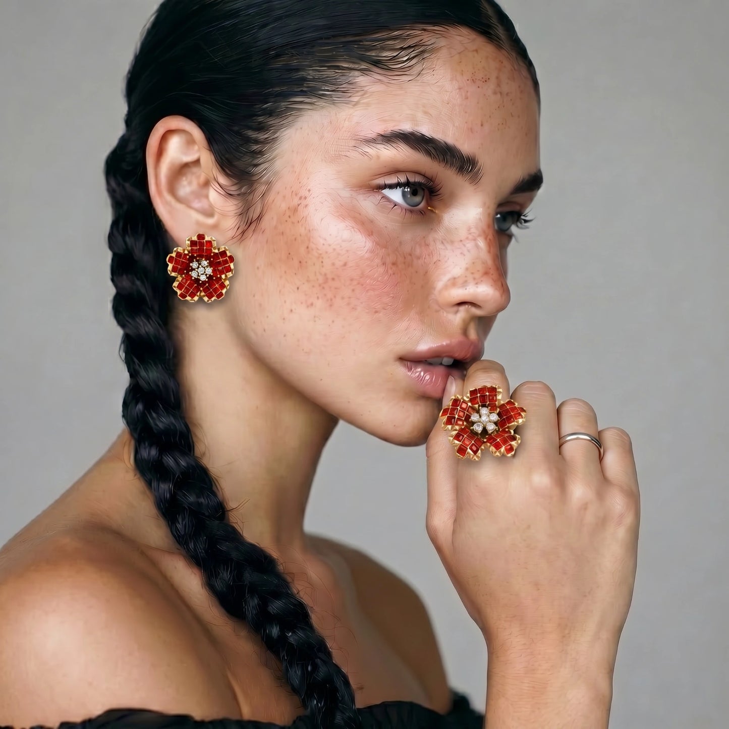 Ruby Bloom Stud Earrings - ratnalijewels