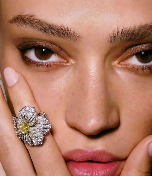Blue Crystal Flower Statement Ring view 4 - Ratnali Jewels