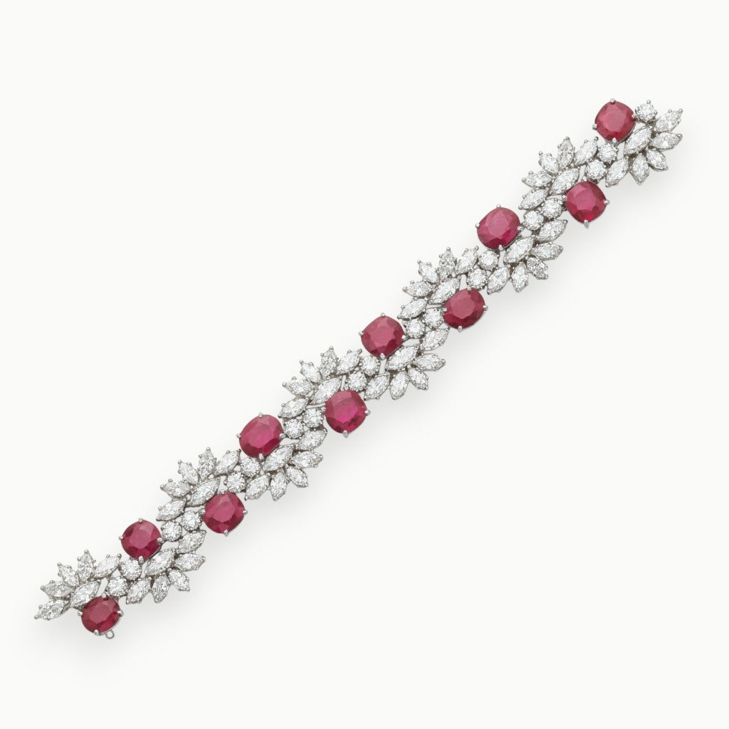 Floral Gemstone Tennis Bracelet - ratnalijewels