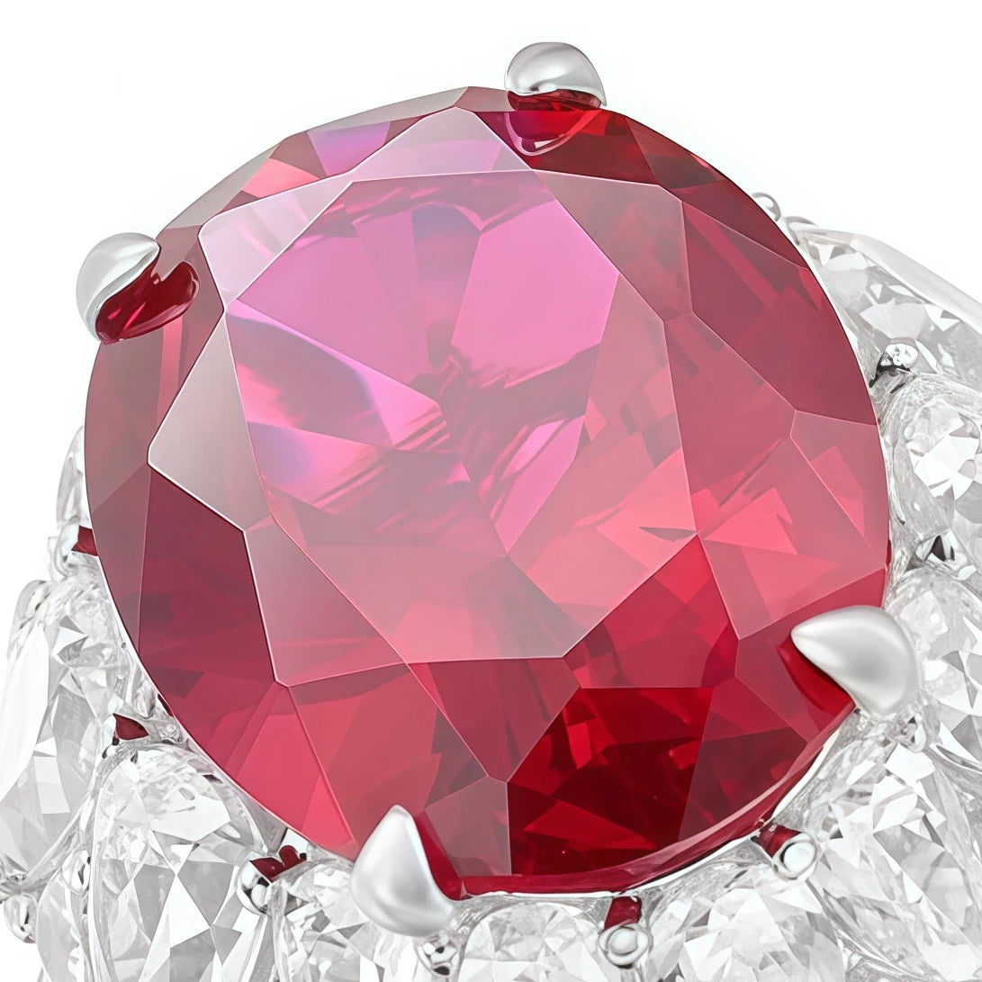 Lab Grown Ruby Statement Silver Ring view 2 - Ratnali Jewels