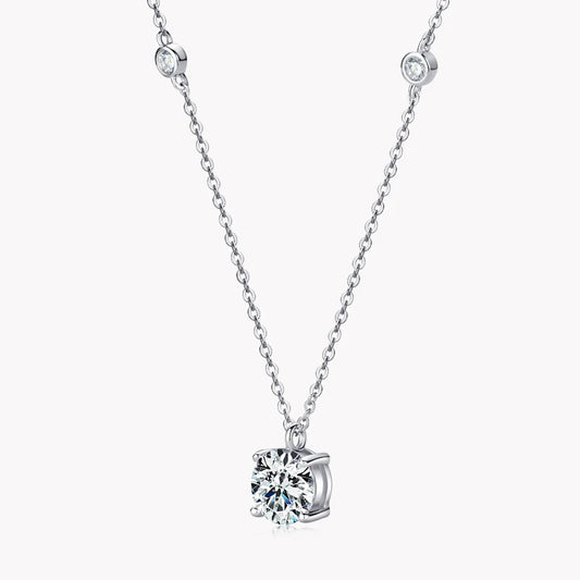 Moissanite 2 Carat Solitaire Pendant Necklace in 14K Gold Filled, view 2, Ratnali Jewels