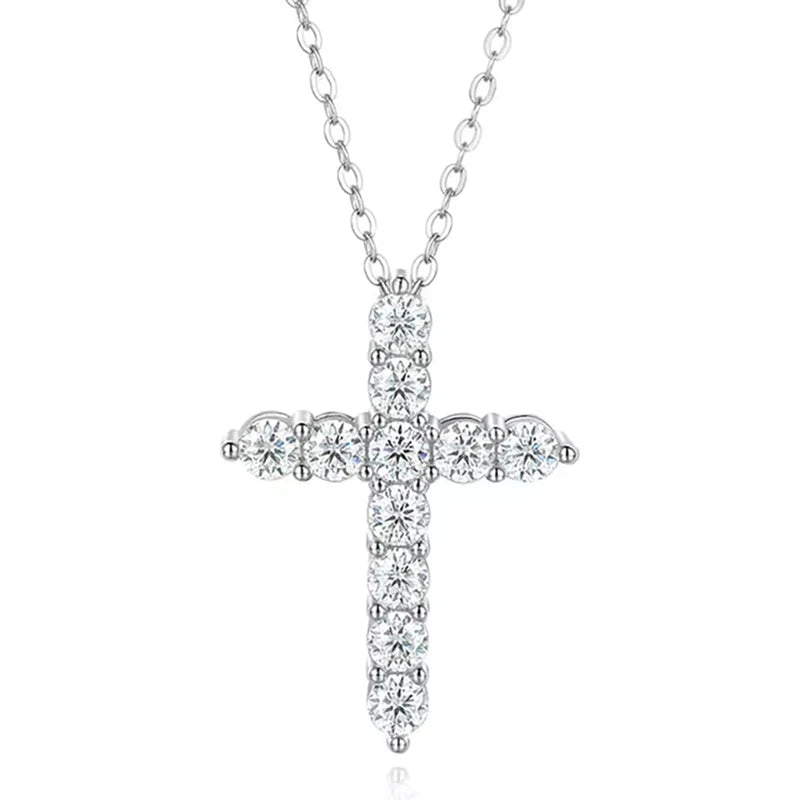 Moissanite Cross Pendant Necklace in 14K Gold Filled, view 7, Ratnali Jewels