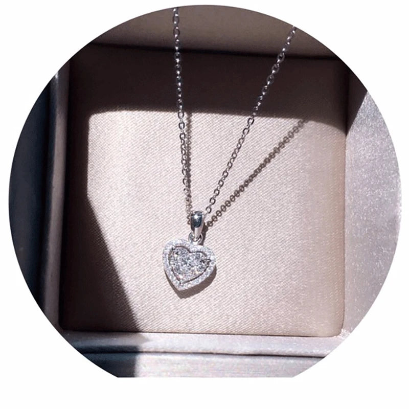 Moissanite Heart Pendant Necklace in 14K Gold Filled, view 7, Ratnali Jewels