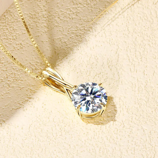 Moissanite Infinity Pendant Necklace in 925 Sterling Silver, view 2, Ratnali Jewels