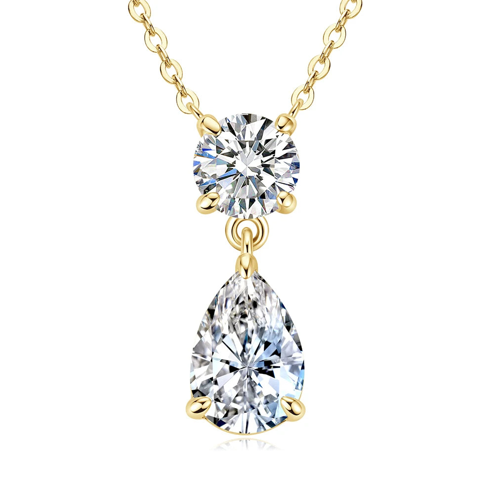 Moissanite Pear Drop Pendant Necklace in 14K Gold Filled, view 6, Ratnali Jewels