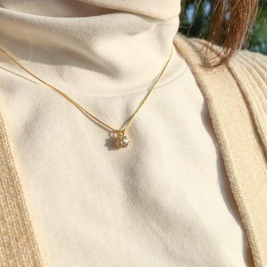 Moissanite Solitaire Charm Necklace in 14K Gold Filled, view 2, Ratnali Jewels