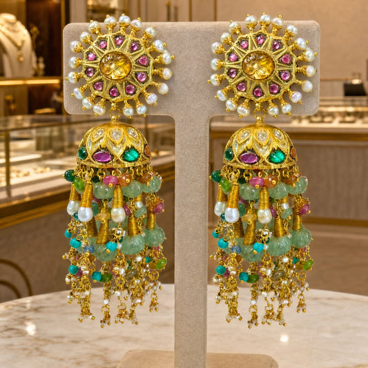 Gold polki jhumka