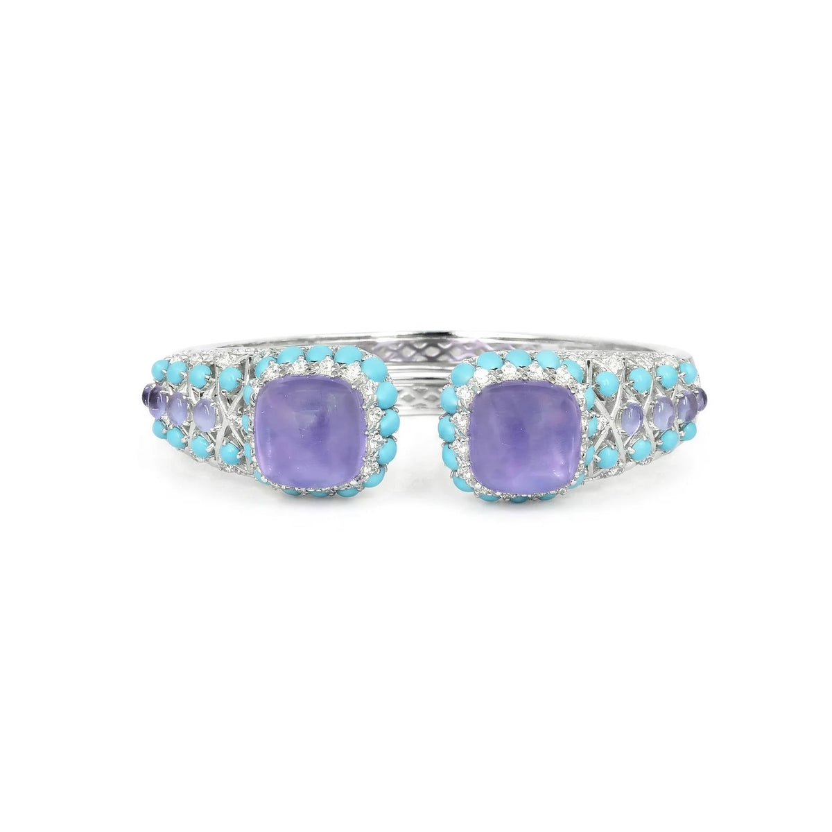 Turquoise statement bracelet in sterling silver, detail