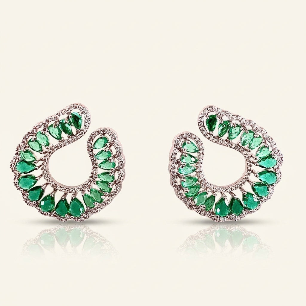 Designer diamond earrings green