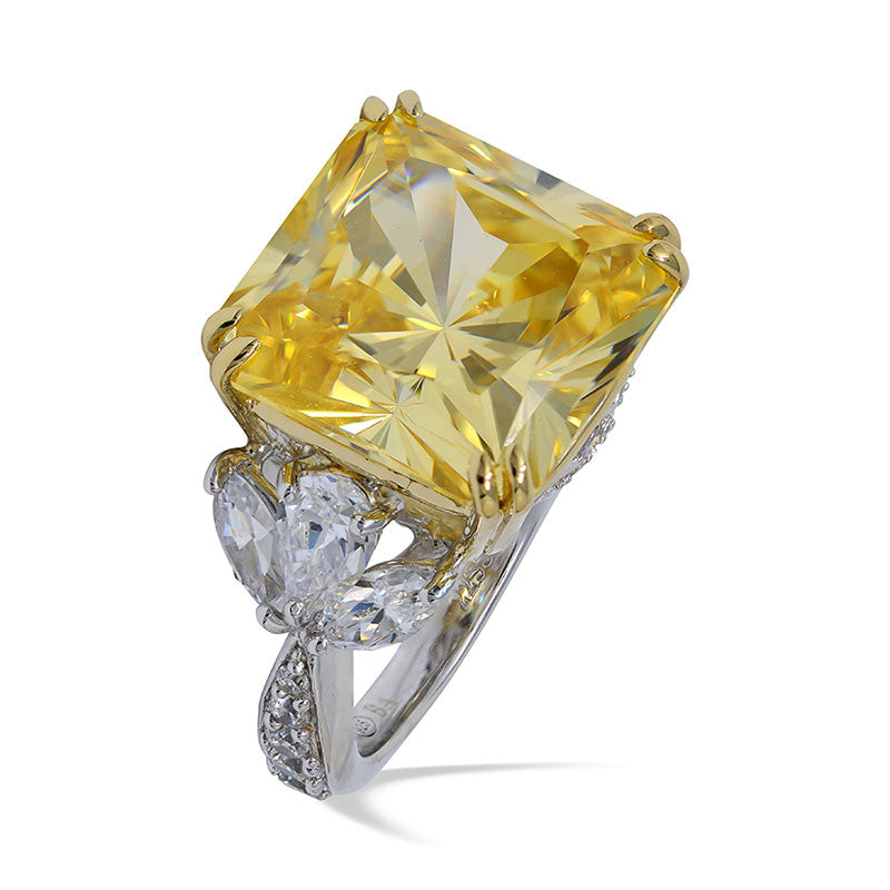 Simulated diamond & citrine gem stone Ring, Rings - Ratnali Jewels
