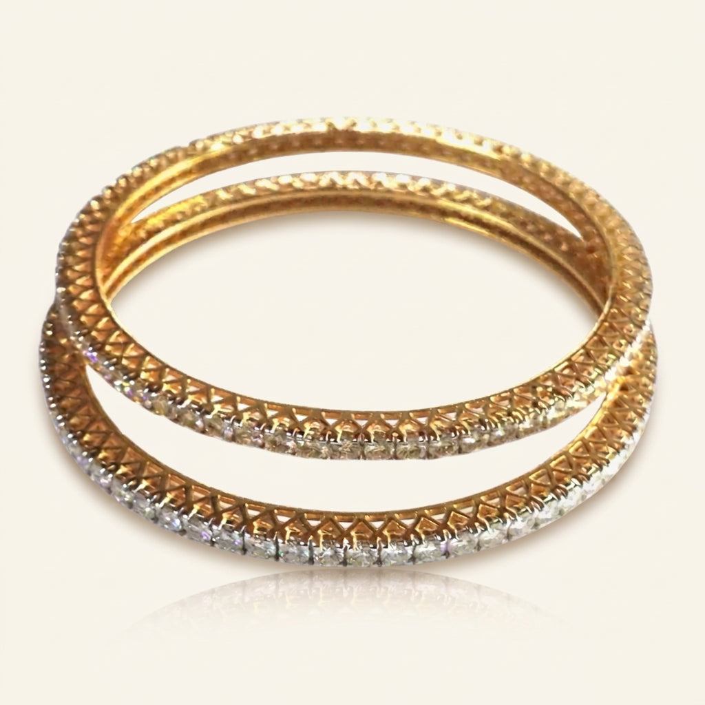 Diamond silver bangles