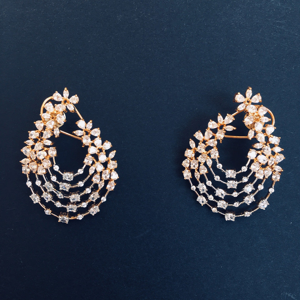 designer inspired gold and silver plated high end cubic zirconia diamond earrings