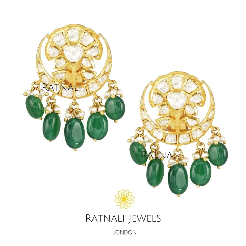 Polki silver gold earrings