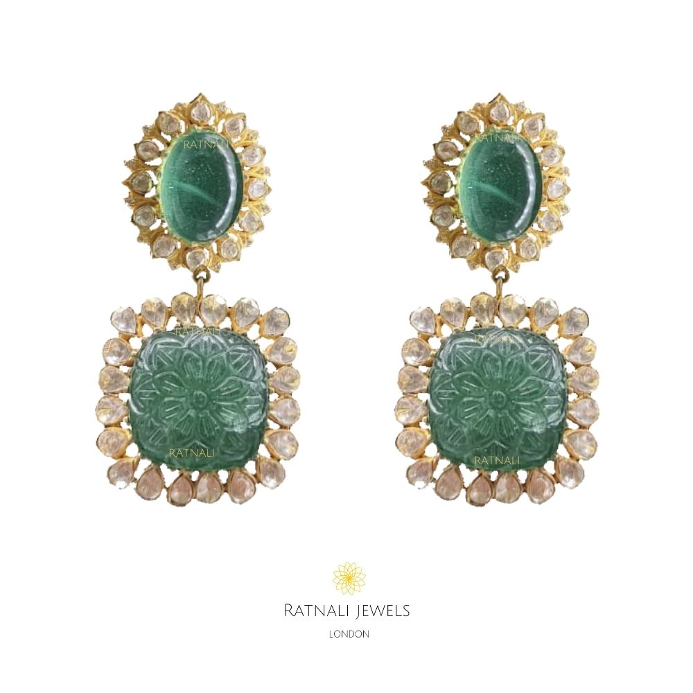 Polki emerald earrings