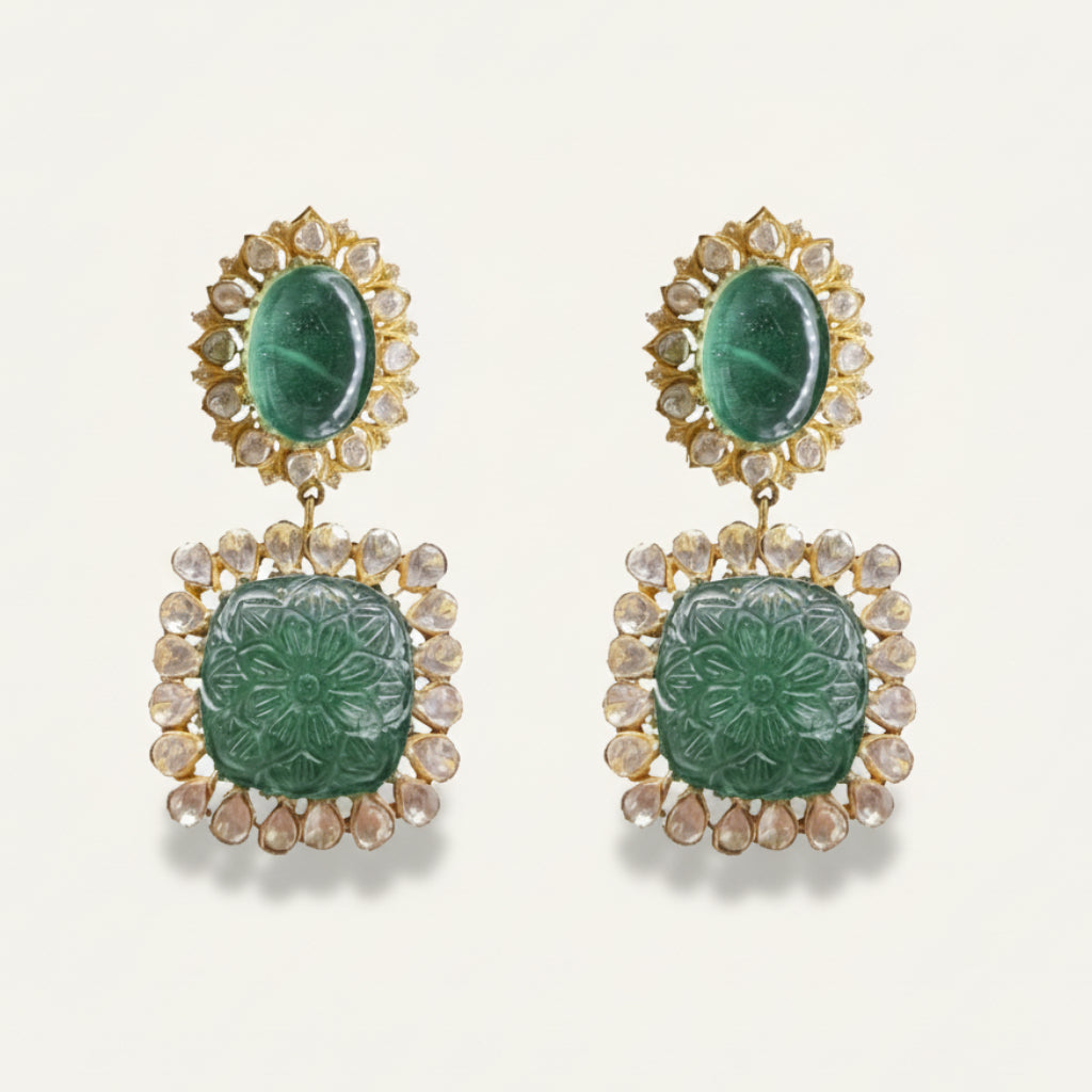 Polki emerald earrings