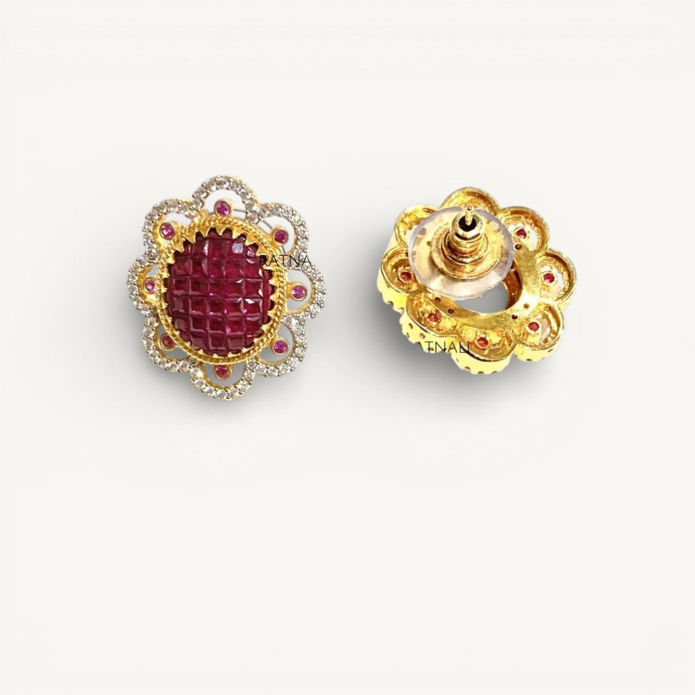 Ruby diamond stud earrings