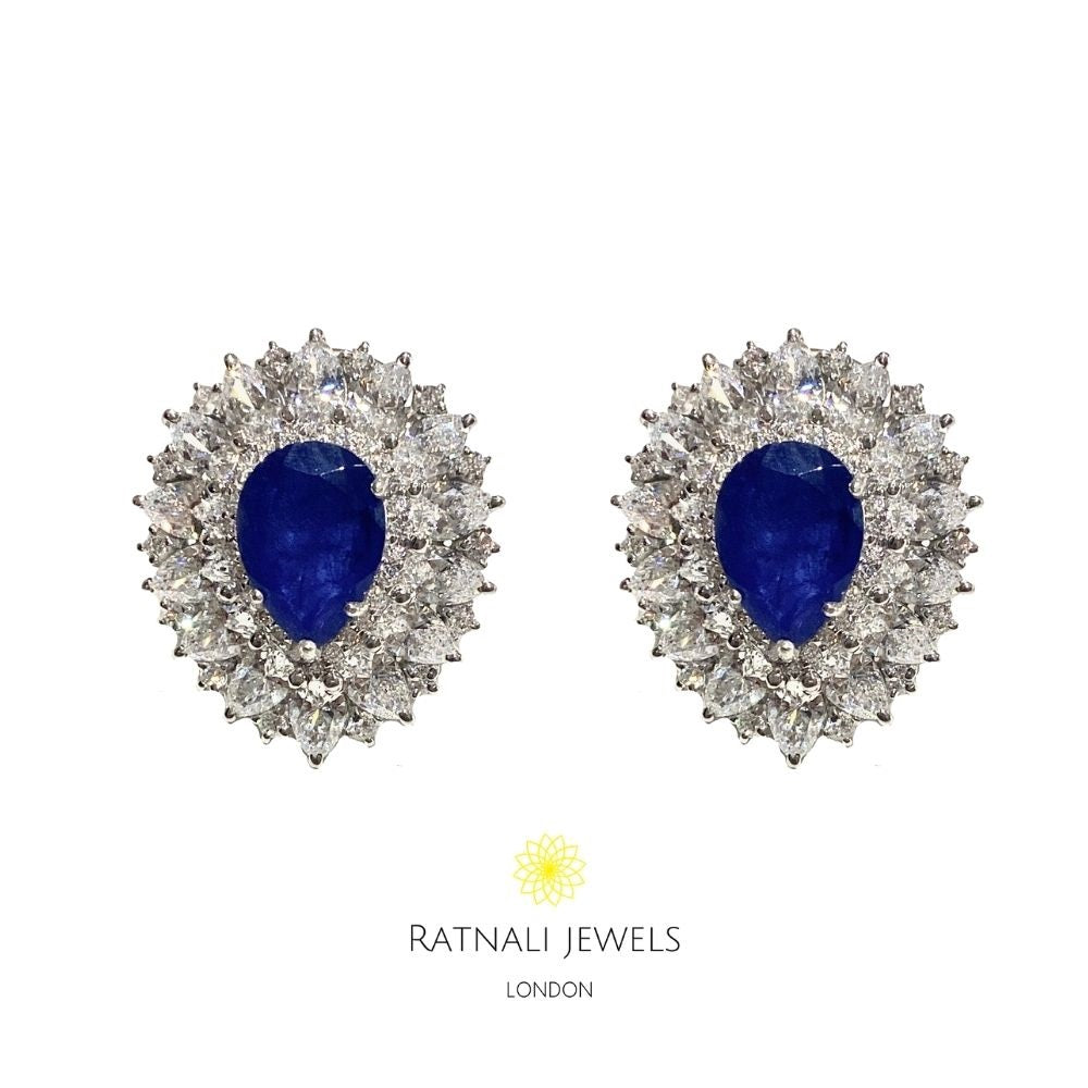 Diamond sapphire studs Clearance