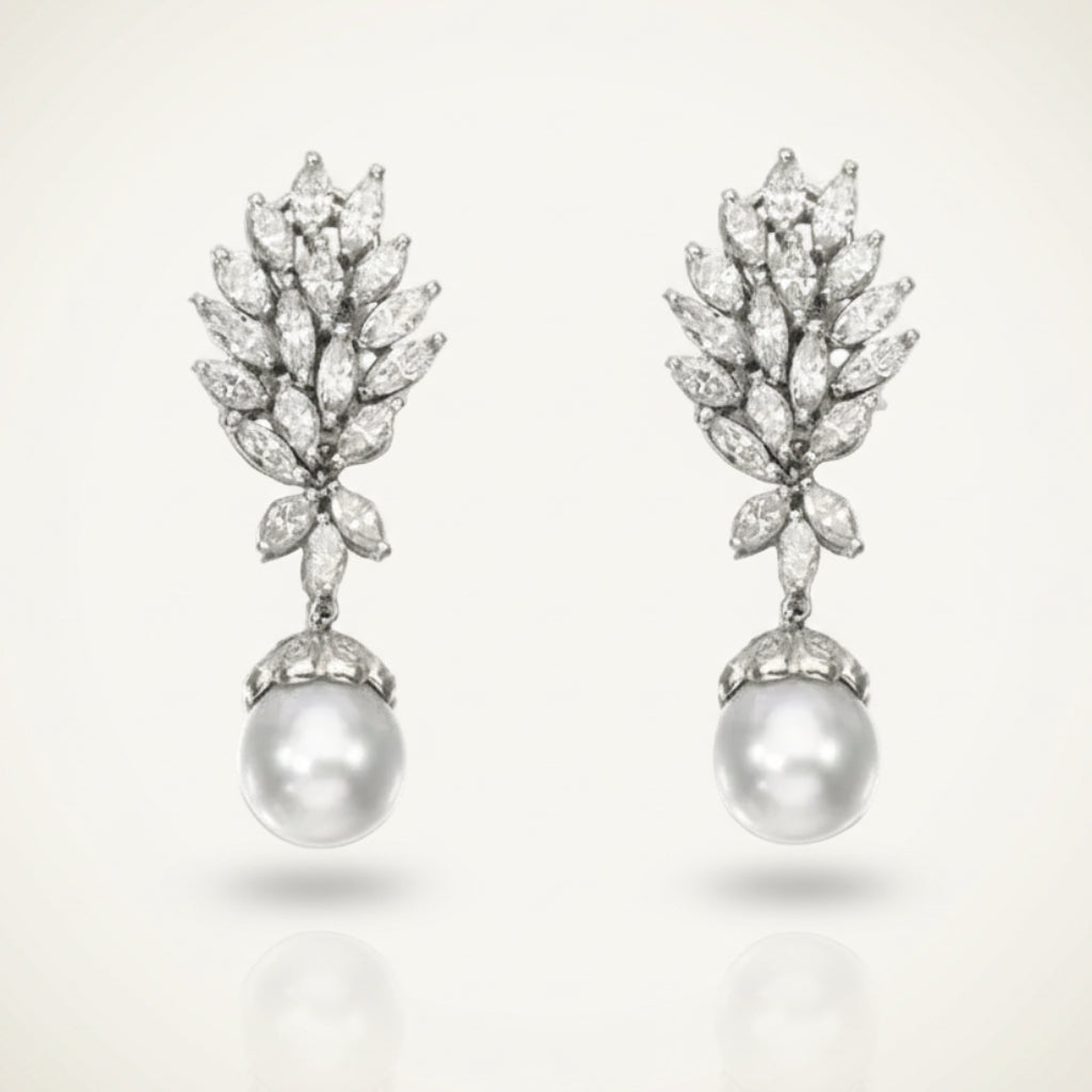 Lulit | Simulated Diamond and Pearl Drop Earrings - ratnalijewels