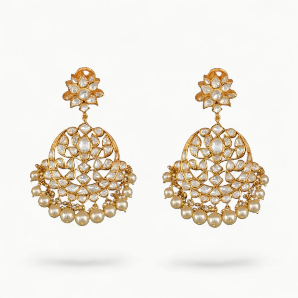 Heritage and traditional Polki chandbali earrings