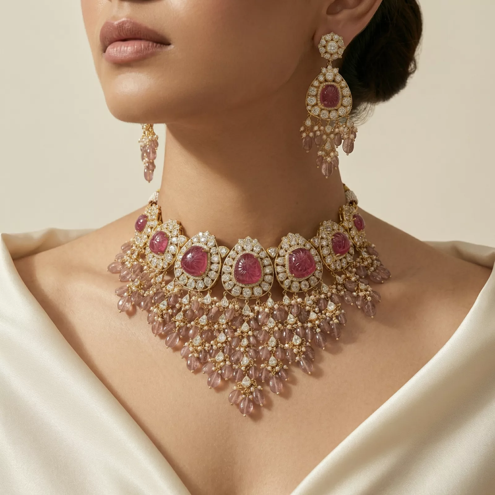 Polki necklace set by Ratnali Jewels