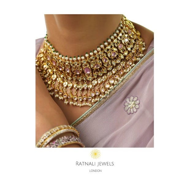 Polki Tourmaline Necklace set | Bespoke listing - ratnalijewels