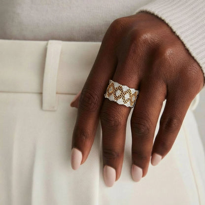 Honeycomb Crystal Power Ring - ratnalijewels