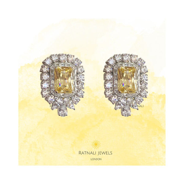 Aurelia | Simulated Diamond and Citrine Gemstone Stud Earrings