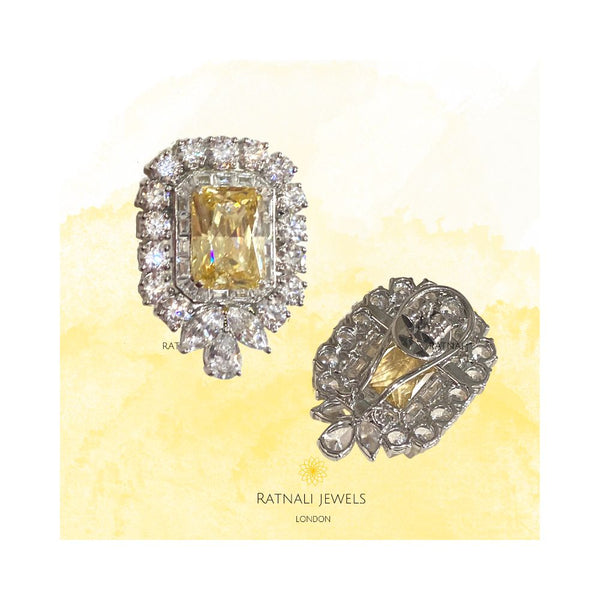 Aurelia | Simulated Diamond and Citrine Gemstone Stud Earrings