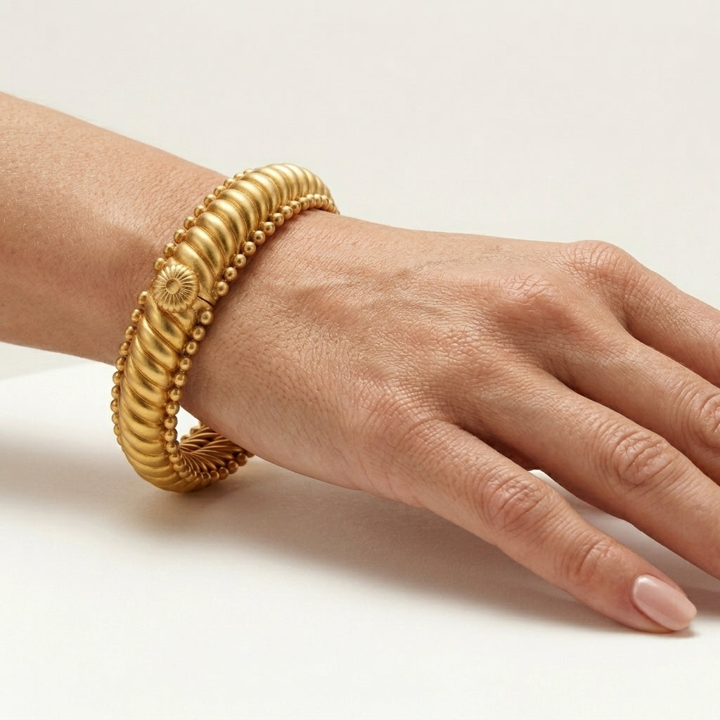 Heritage Sutrala Twisted Rope Gold Kada Bangle - ratnalijewels