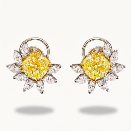 Citrine Sunburst Stud Earrings - ratnalijewels