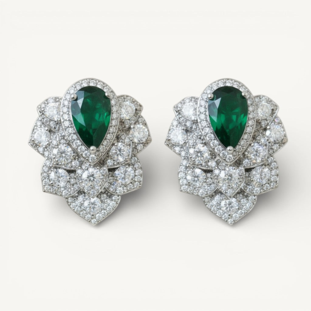 Emerald Cut Diamond Petal Stud Earrings - ratnalijewels