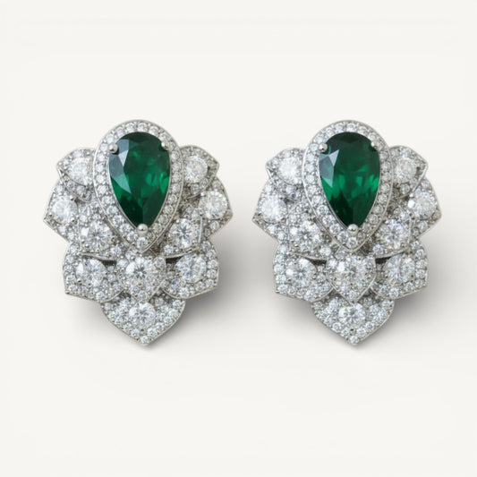 Emerald Cut Diamond Petal Stud Earrings - ratnalijewels