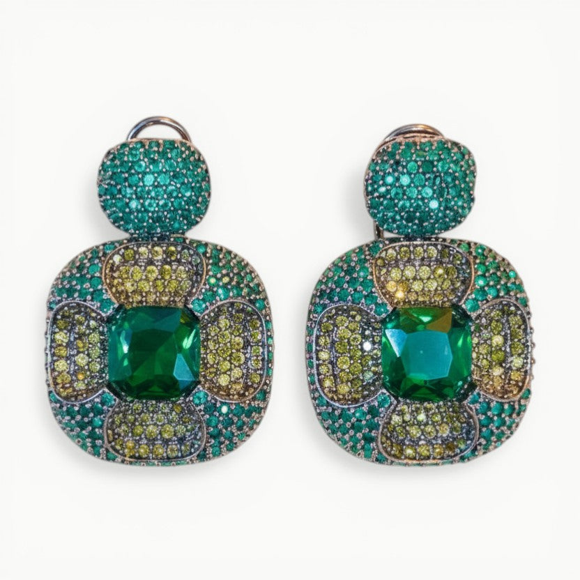Emerald Statement Stud Earrings - ratnalijewels