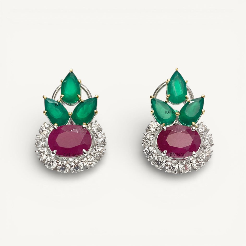 Ruby diamond stud earrings