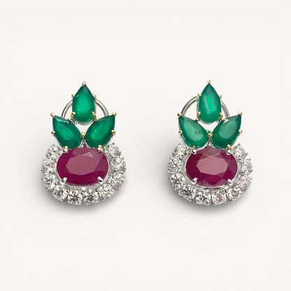 Ruby diamond stud earrings