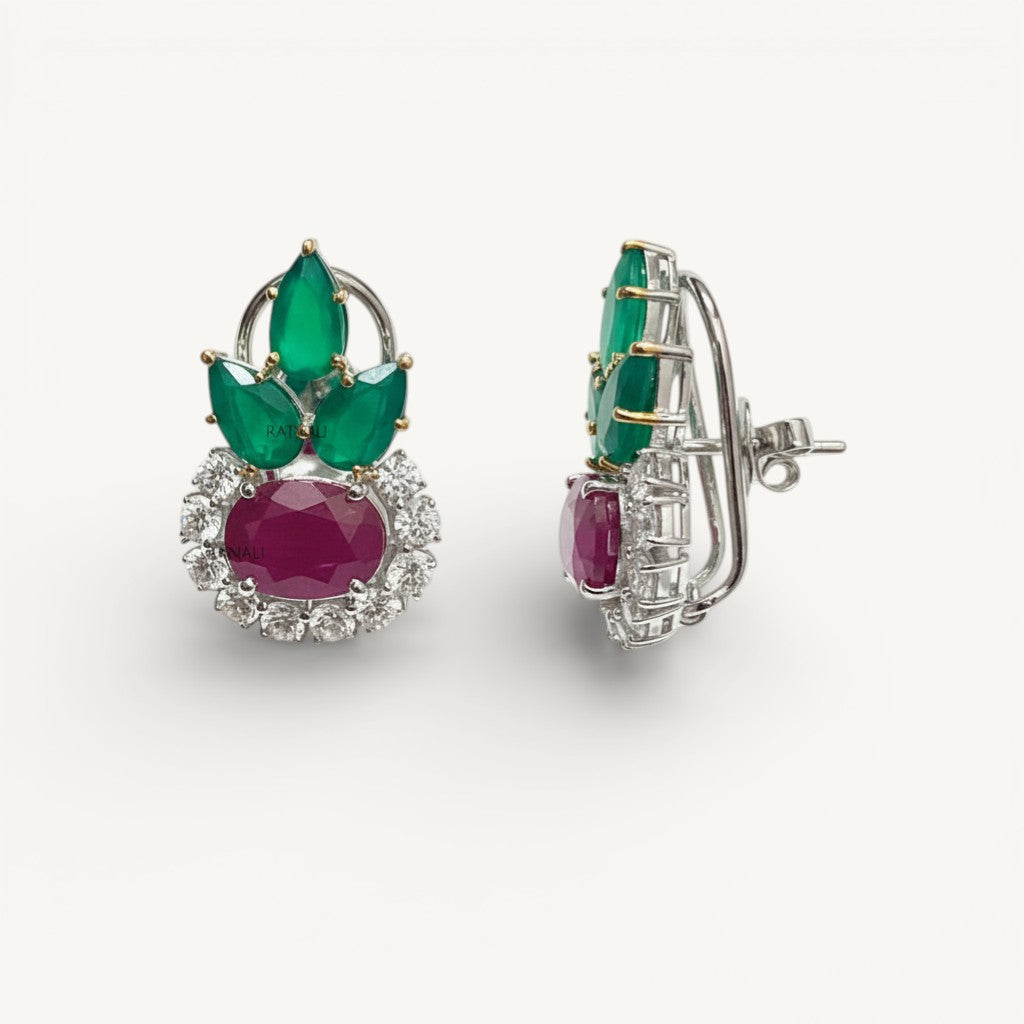 ruby emerald stud earrings
