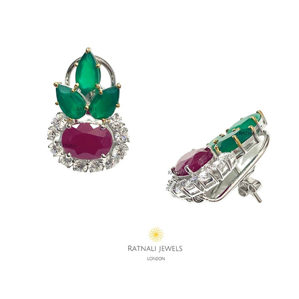 ruby emerald stud earrings