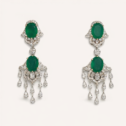 Emerald Green Onyx Dangler Earrings - ratnalijewels