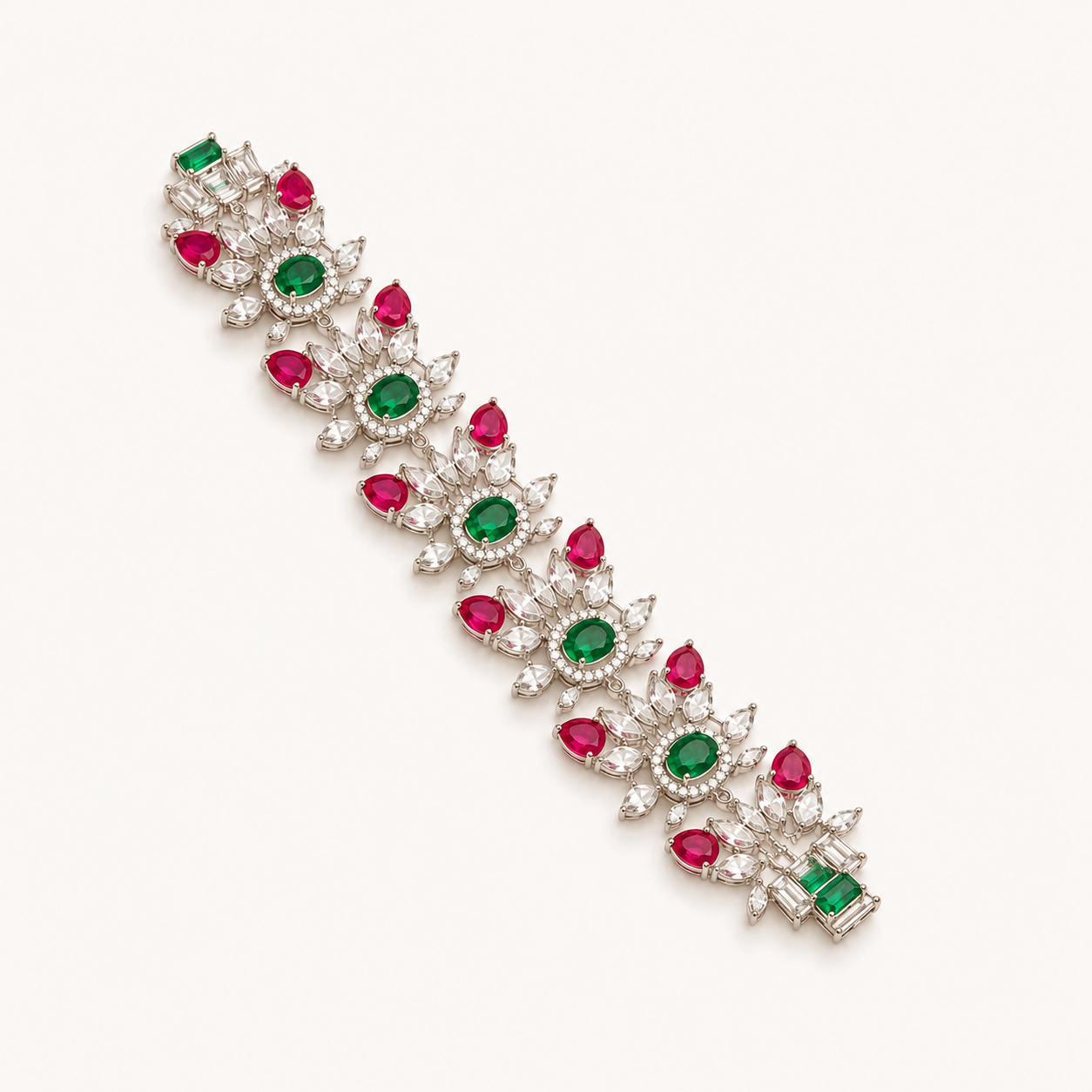 Emerald & Ruby Diamond CZ Bracelet