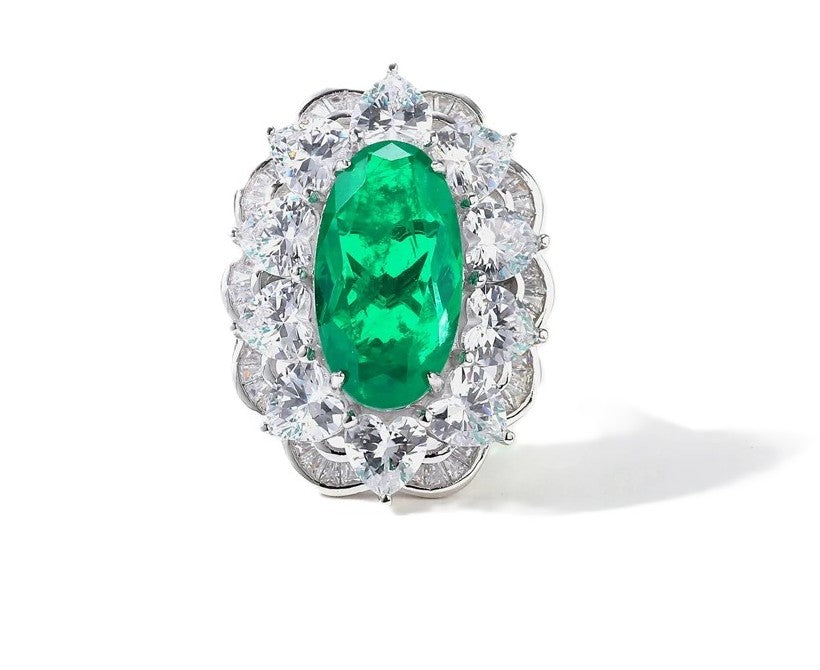 emerald silver ring
