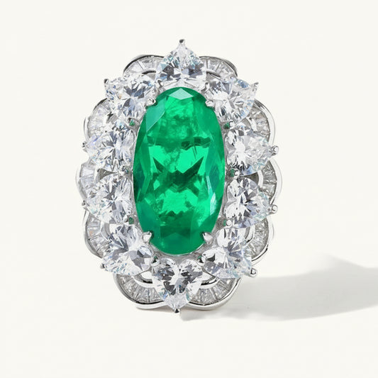 emerald silver ring