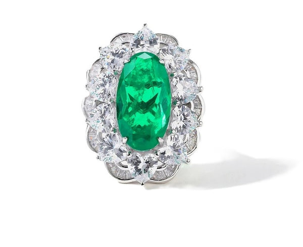 emerald silver ring