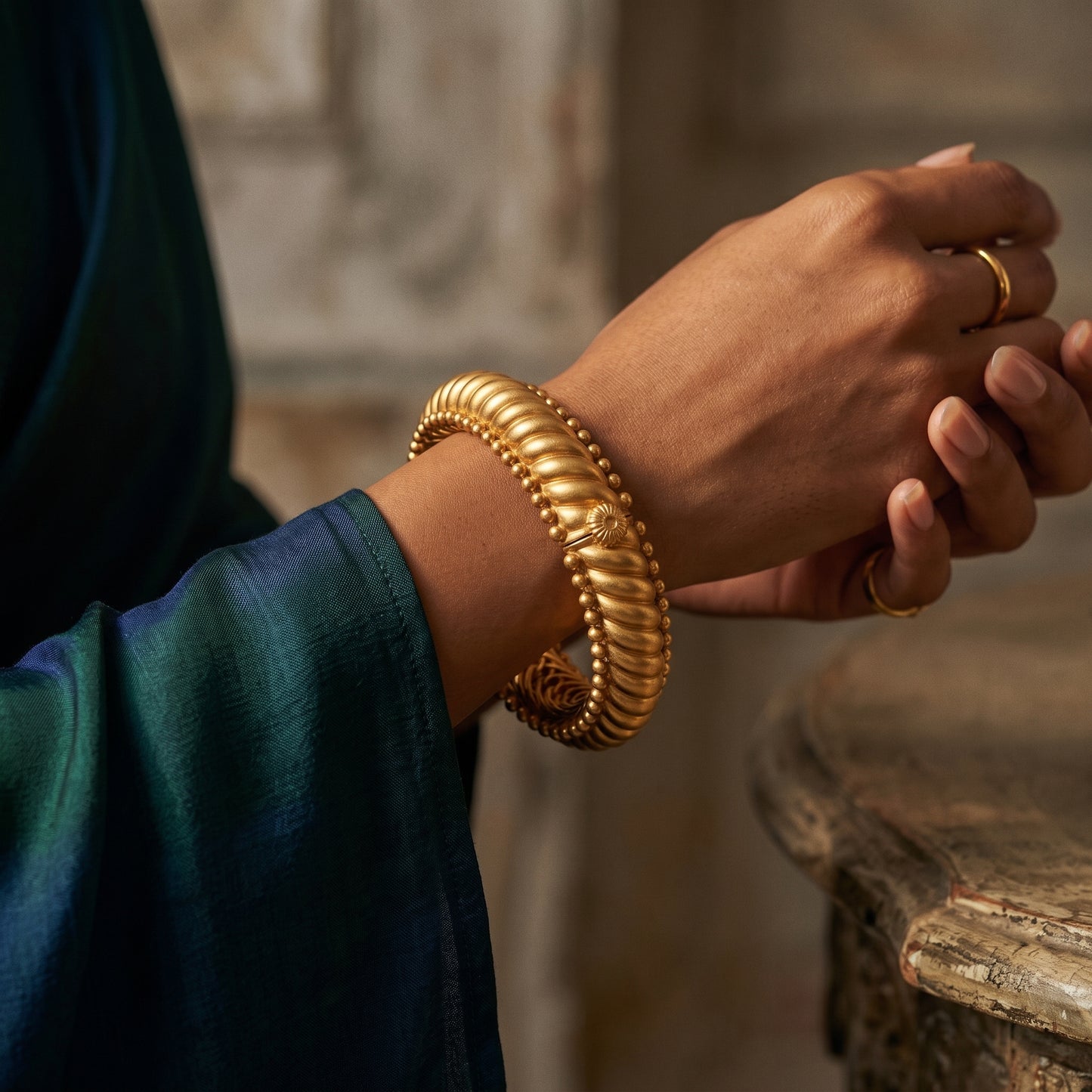 Heritage Sutrala Twisted Rope Gold Kada Bangle - ratnalijewels