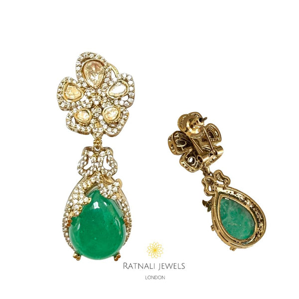 Green drop earrings