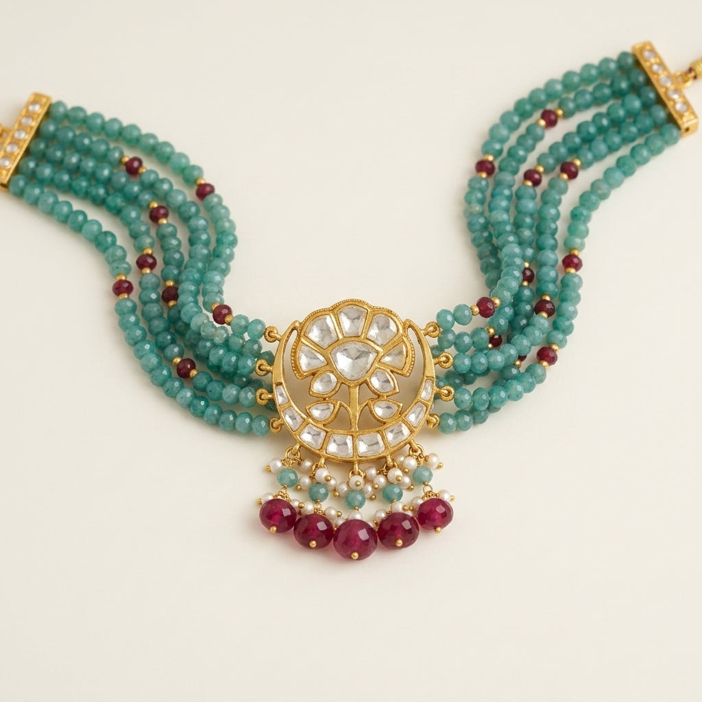 Moissanite Polki Choker Pendant style necklace