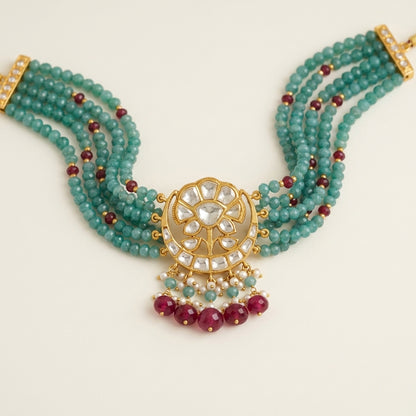 Moissanite Polki Choker Pendant style necklace