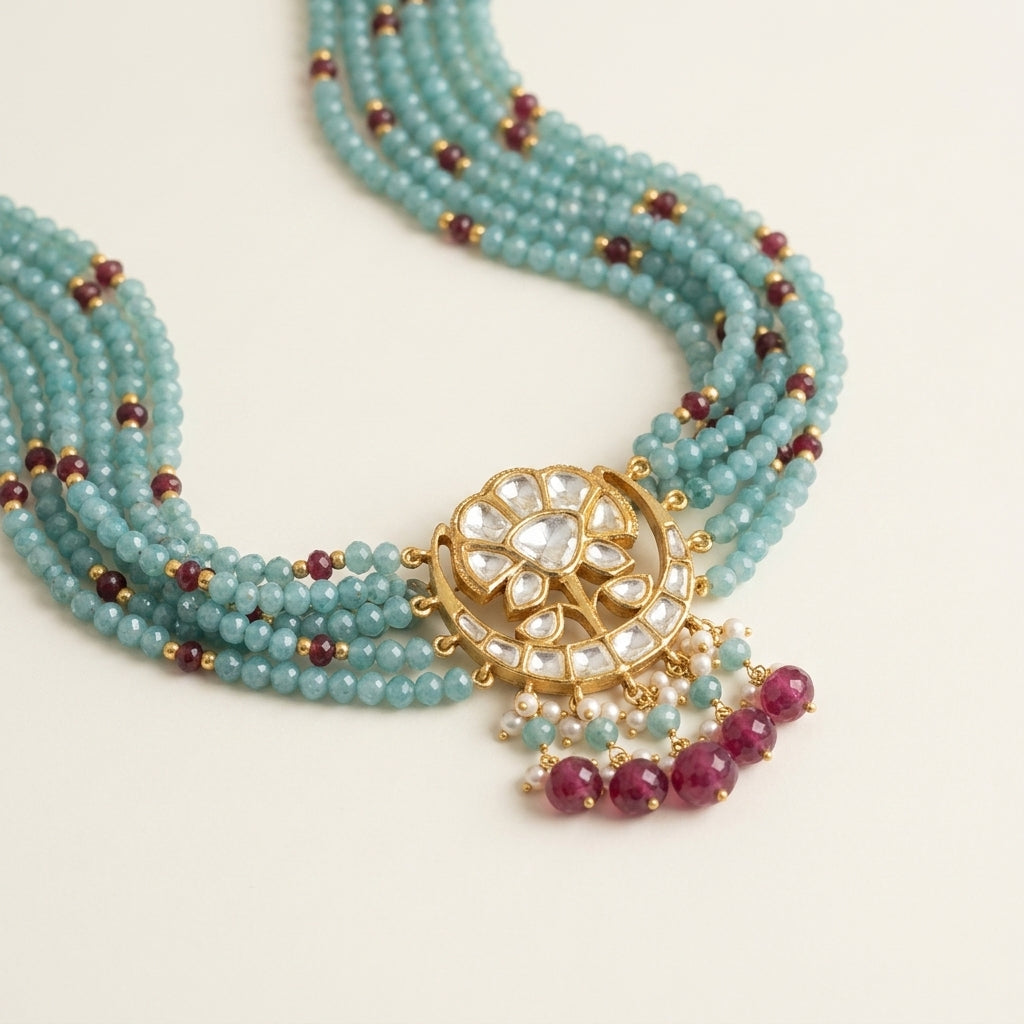 Moissanite Polki Choker Pendant style necklace