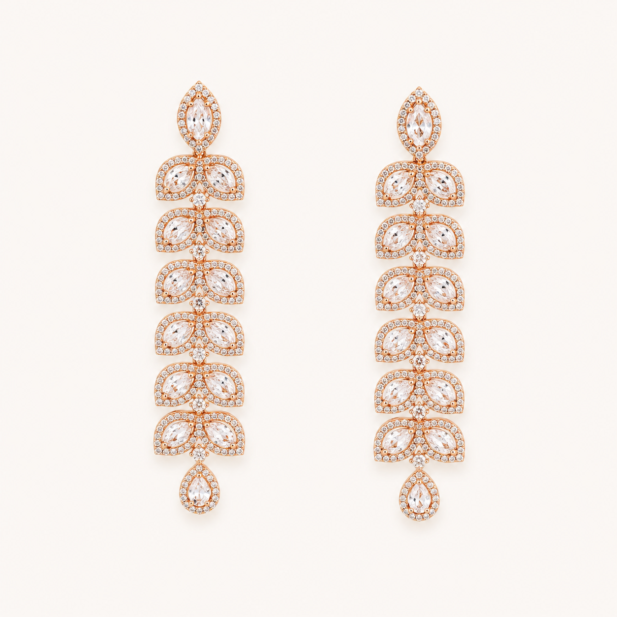 Leaf Rose Gold Dangler Earrings