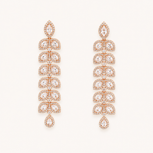 Leaf Rose Gold Dangler Earrings - ratnalijewels